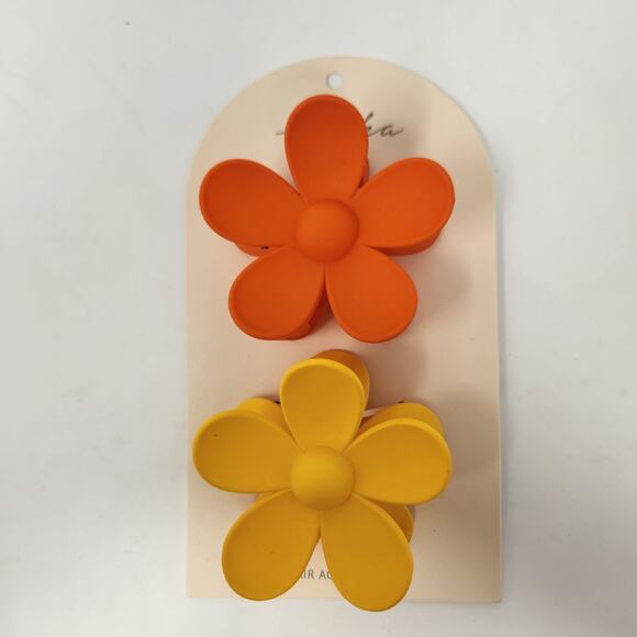 Ettika Claw Clips Hair Accessories Set of 2 New in Package Orange Yellow - Picture 1 of 5